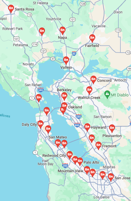 San Francisco, CA Bay Area Limo & Black Car Rental Service Map