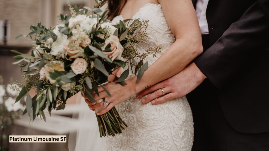 Closeup of a joyful bridal couple at a San Francisco wedding in elegant wedding attire